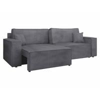 SCHLAFSOFA Karl Cord mit L-Funktion - Schwarz/Grau, Holz/Kunststoff (245/82/139cm) - MIRJAN24