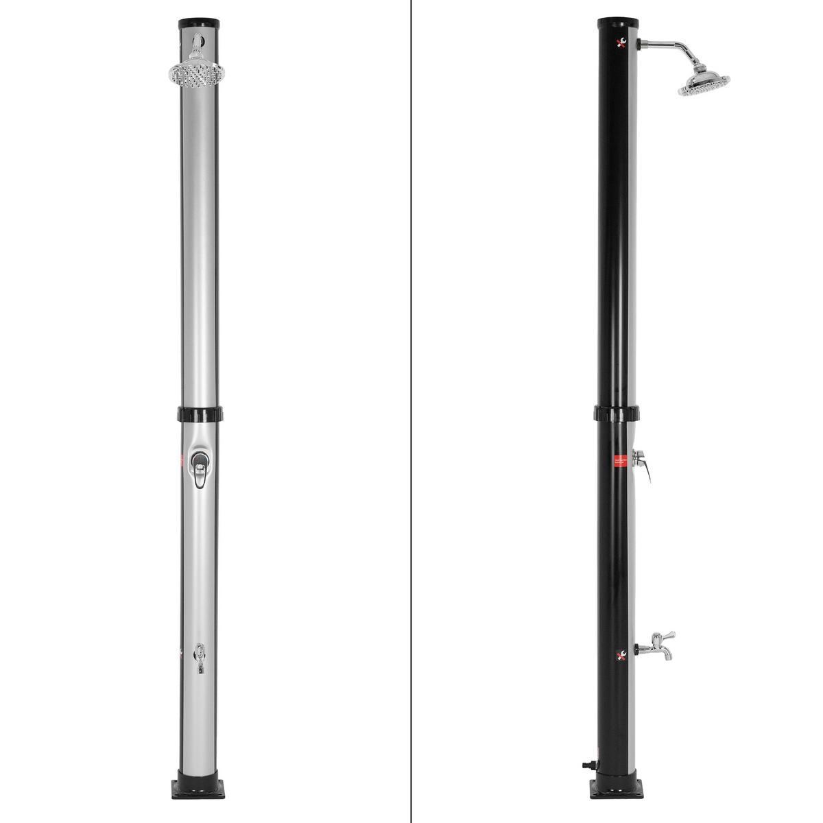 SOLARDUSCHE 20L 210 cm Silber-Schwarz rund - Silberfarben, Kunststoff (12.5/210/15.5cm) - ML-DESIGN