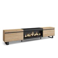 LOWBOARD, Tv-Schrank, mit Elektrokamin XXL, Eiche, Schwarz, 267/35/57cm - Eichefarben/Schwarz, Holzwerkstoff (267/57/35cm) - Skraut Home