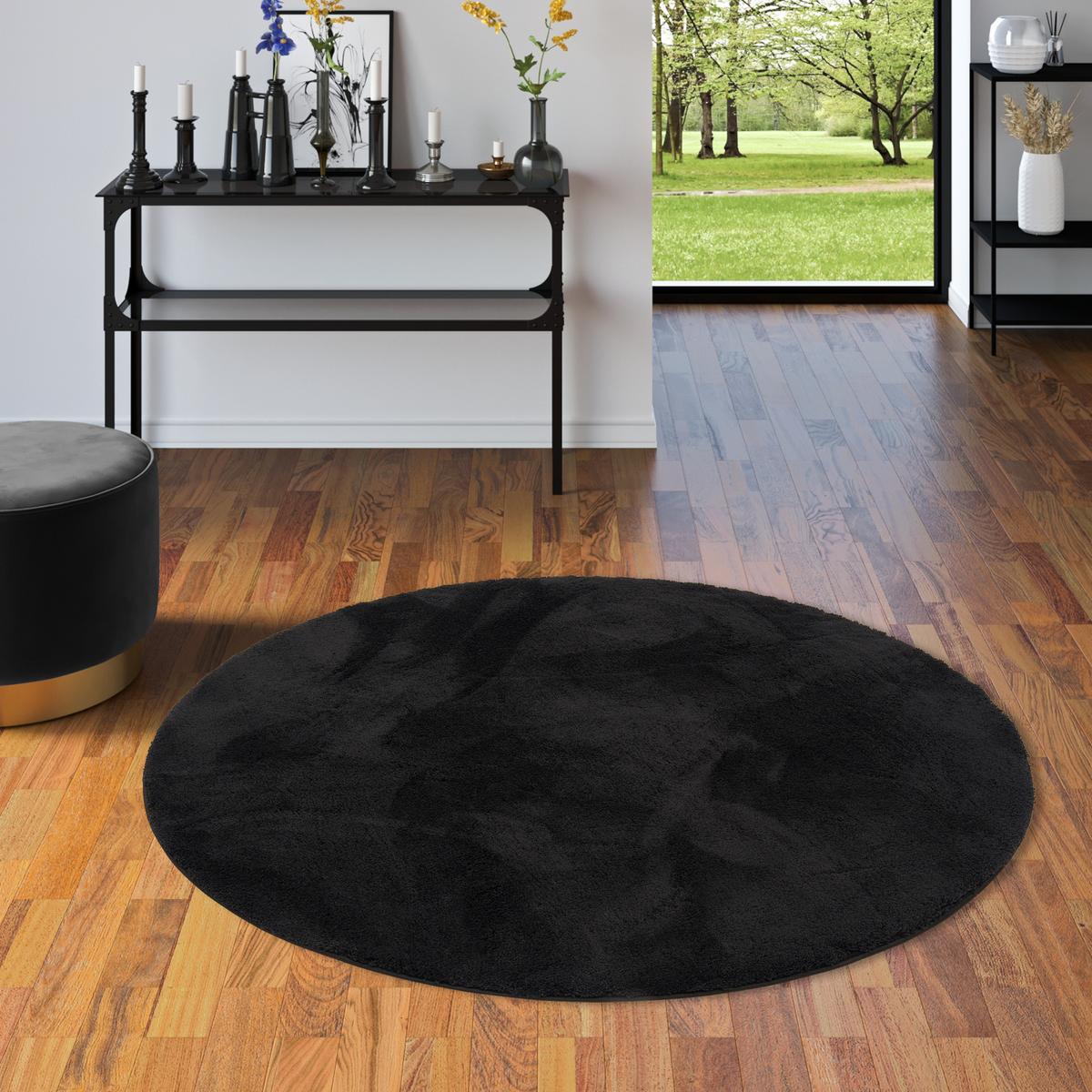 HOCHFLOR SUPER SOFT TEPPICH SILKY RUND - Schwarz, Textil (200/200cm) - Pergamon