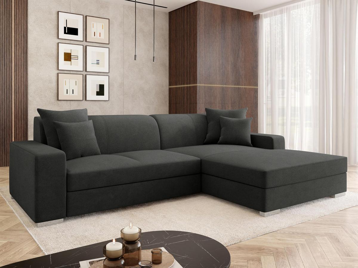 ECKSOFA Mexico, Seite: Rechts - Chromfarben/Anthrazit, Holz/Kunststoff (263/178cm) - MIRJAN24