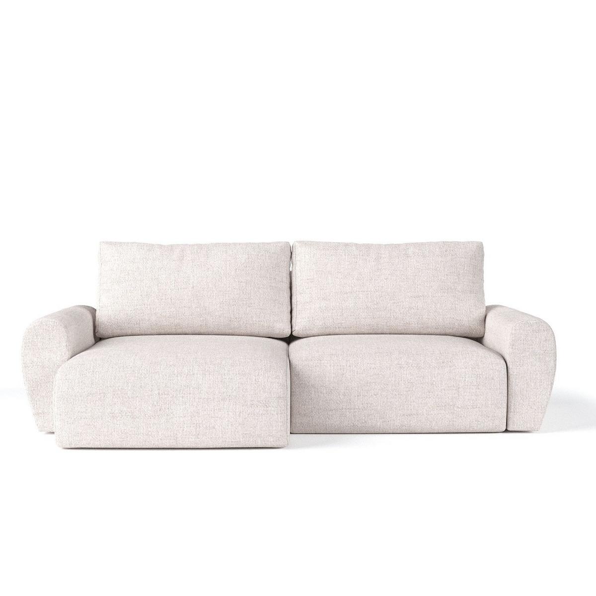 ECKSOFA OMARI mit Schlaffunktion Hellbeige im Neve Stoff - Sandfarben/Schwarz, Holz/Holzwerkstoff (253/153cm) - AltaBeds