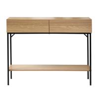 KONSOLE mit 2 Schubladen und 1 Regalboden in Eichenoptik - L100cm - Eschefarben, Holzwerkstoff (41/35/81cm) - Calicosy