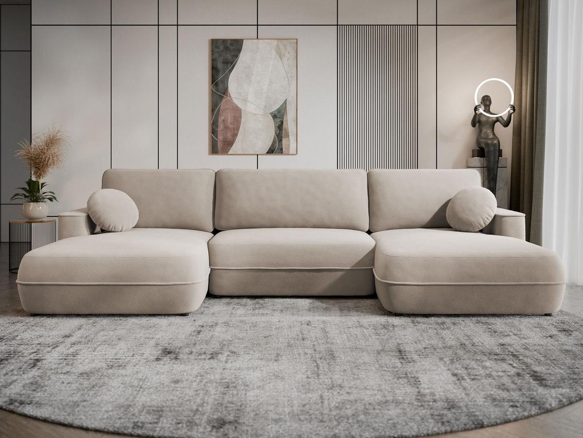 WOHNLANDSCHAFT Fuego U - Creme/Schwarz, Holz/Kunststoff (364/87/168cm) - MIRJAN24