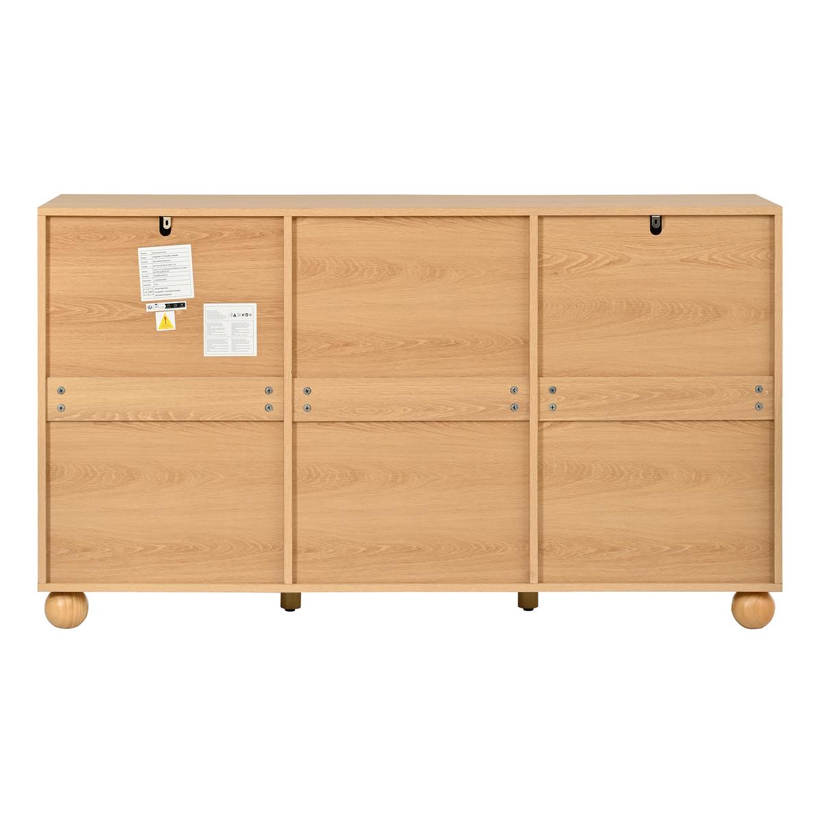 SIDEBOARD Naturholzoptik 140cm mit Seilgeflecht 2 Türen & 3 Schubladen - Naturfarben, Holzwerkstoff (140/80/40cm) - Urban Meuble