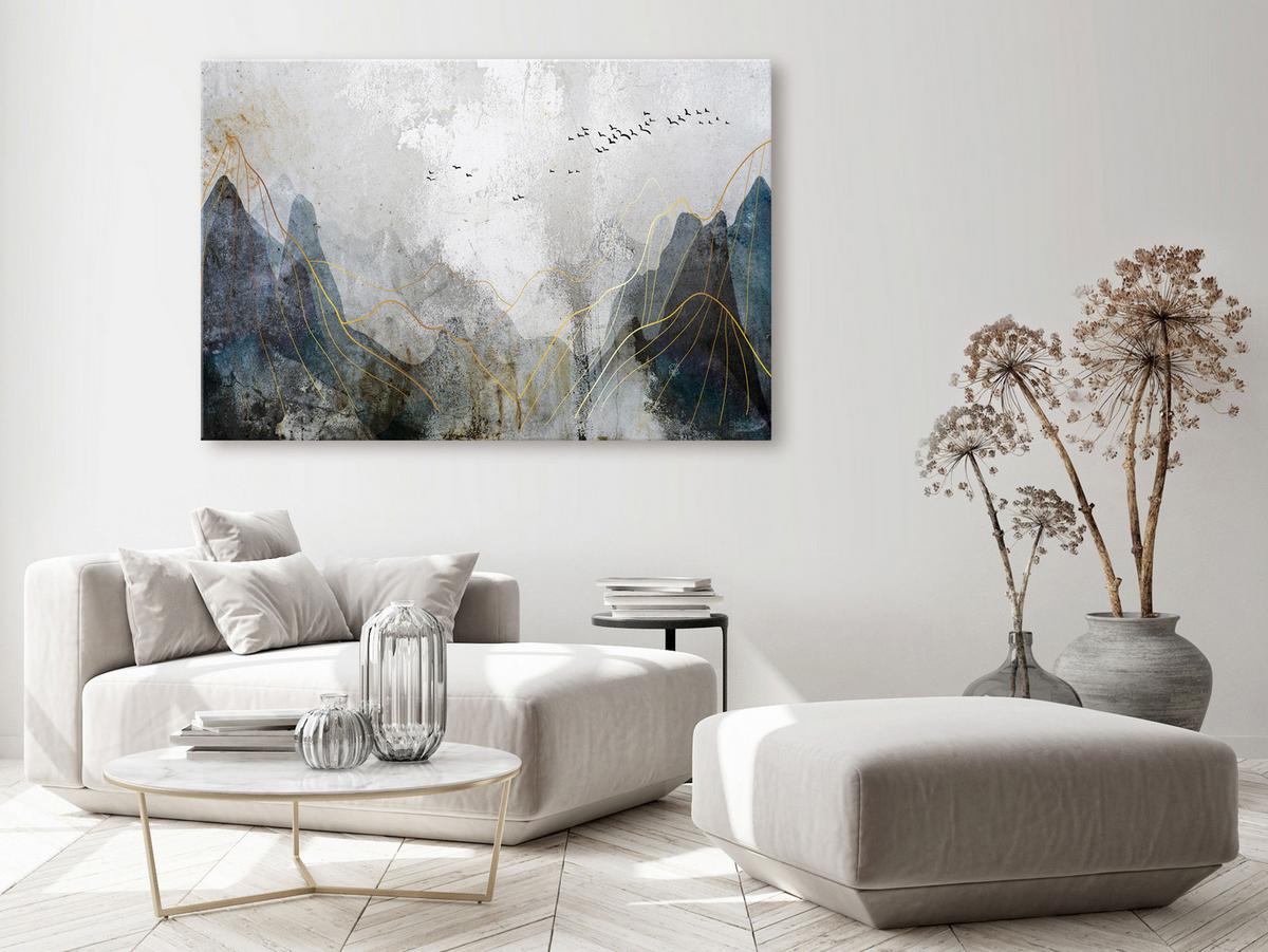 KUNSTDRUCK Grau 60/40 cm - Goldfarben/Grau, Textil (60/40cm) - KUNSTLOFT
