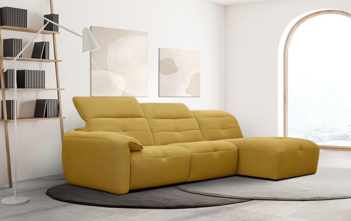 ECKSOFA TRENTO 4-Sitzer, gelb - Gelb/Schwarz, Holzwerkstoff/Kunststoff (262/165cm) - Wozimo