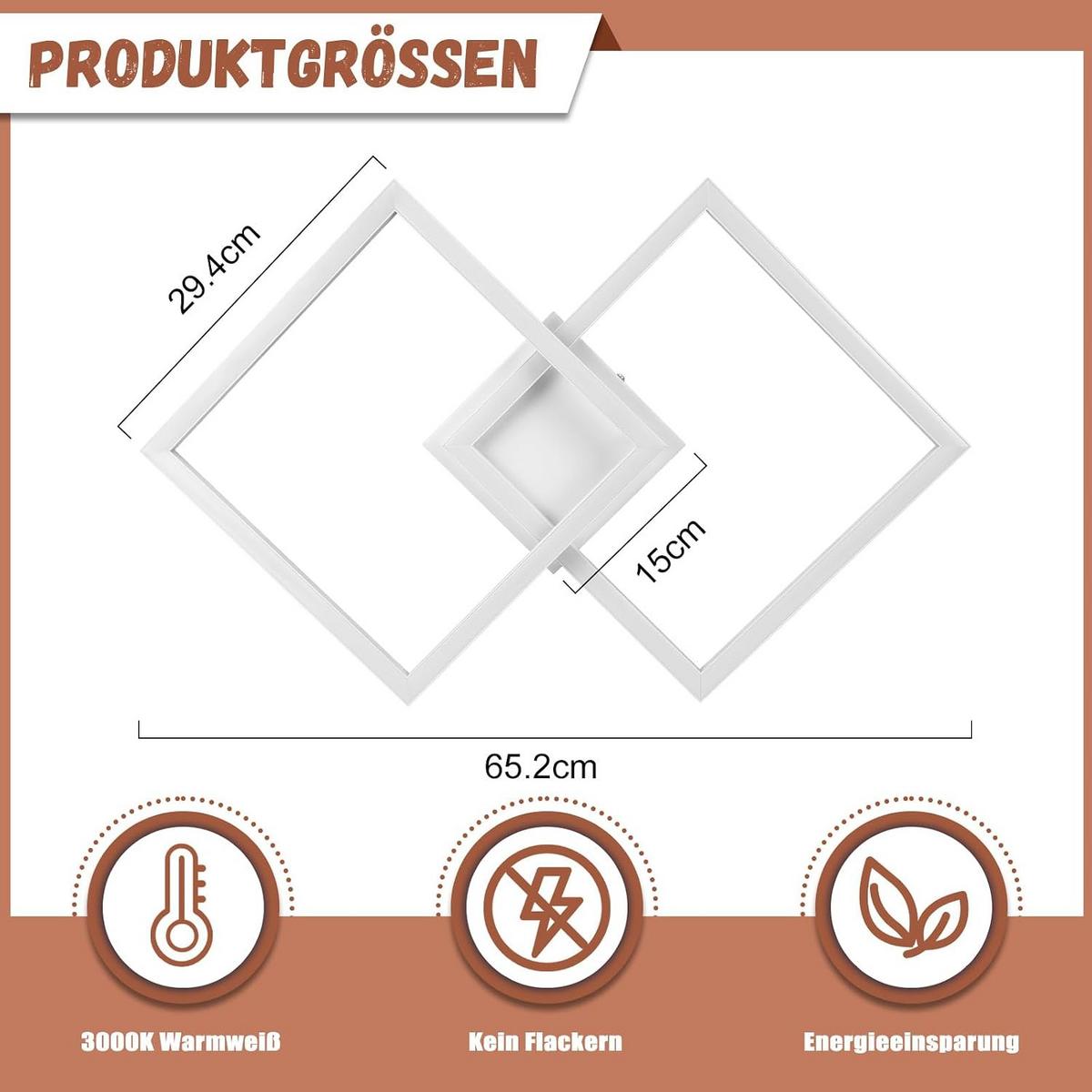 LED-DECKENLEUCHTE Eichwacht 46.1/5.8/46.1 cm - Weiß, Metall (46.1/46.1/5.8cm) - ZMH