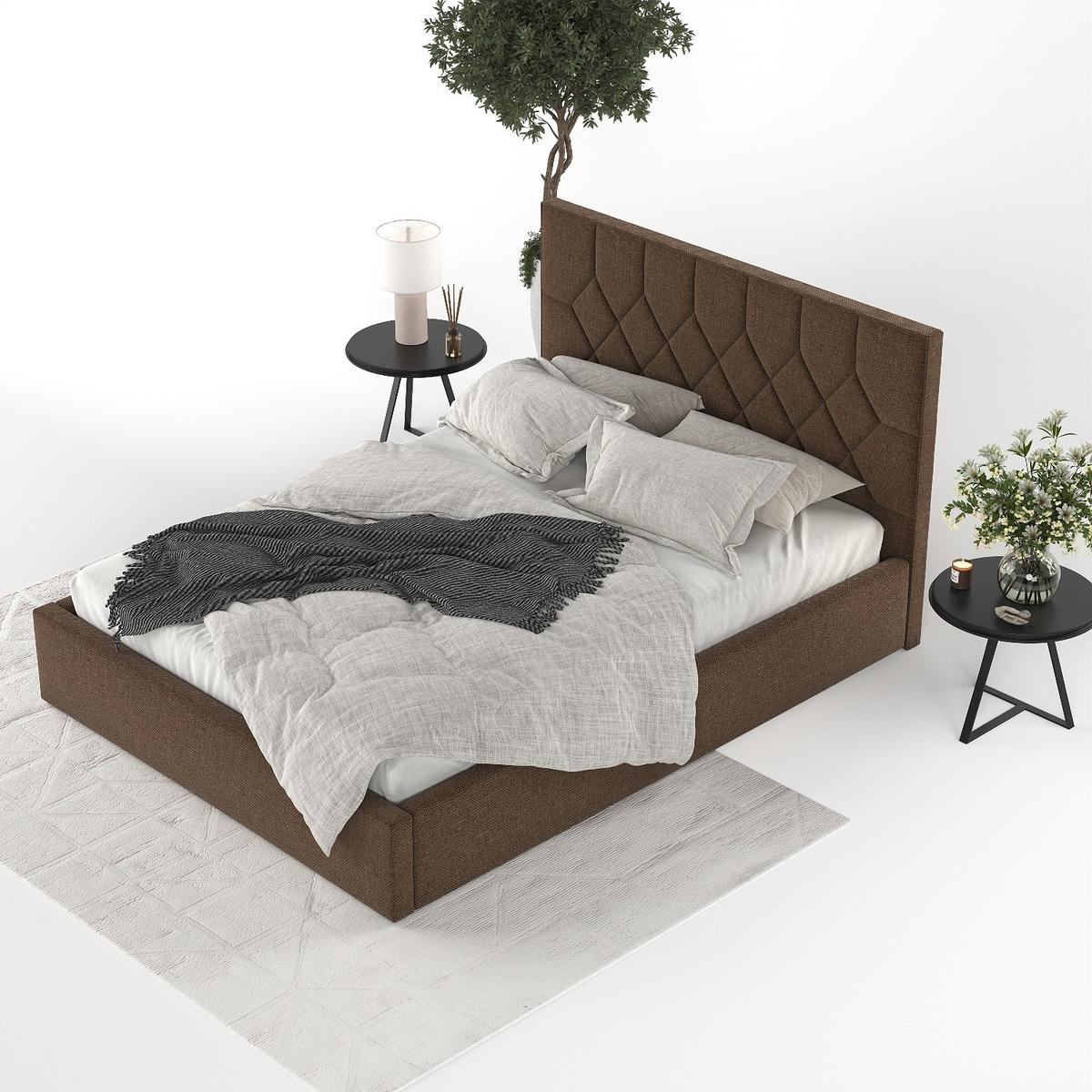 POLSTERBETT Brisa 140/200 cm Braun im Inari Stoff - Schwarz/Naturfarben, Holz/Holzwerkstoff (140/200cm) - AltaBeds