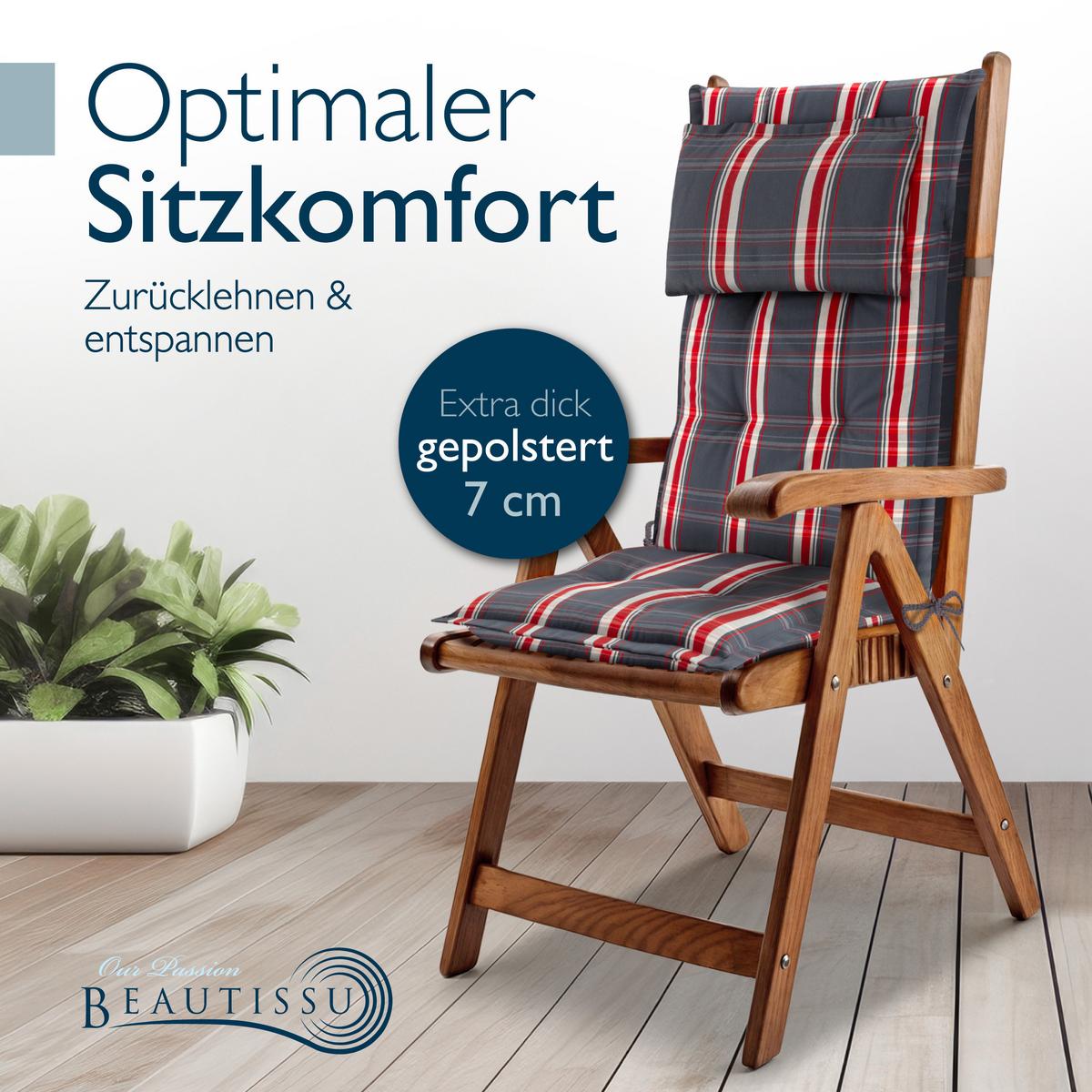 HOCHLEHNER Highlux HL 120x52x7cm Grau-Rot-Kariert (4tlg) - Rot, Textil (52/120cm) - Beautissu 