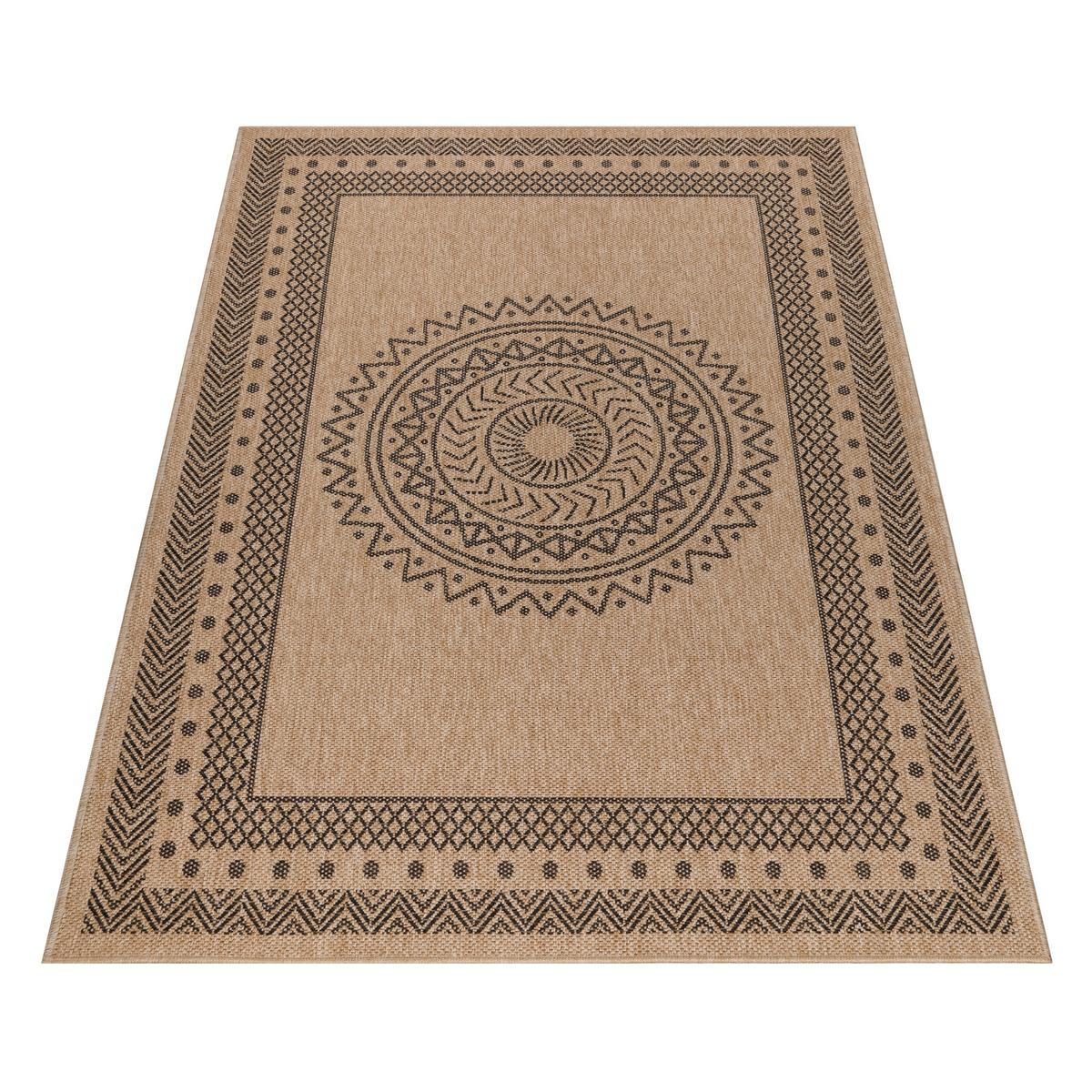 TEPPICH Outdoor KASBERG in Schwarz, im Vintage-Stil, aus Polypropylen, 120 x 170 cm - Beige, Textil (170/120cm) - KADIMA DESIGN