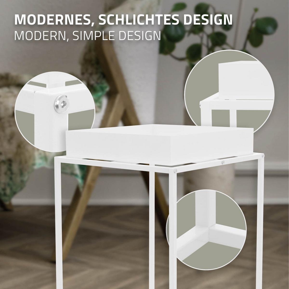 PFLANZENSTÄNDER Weiß 45x45x88 cm aus Metall Innen/Außen - Weiß, Metall (45/45/88cm) - ML-DESIGN