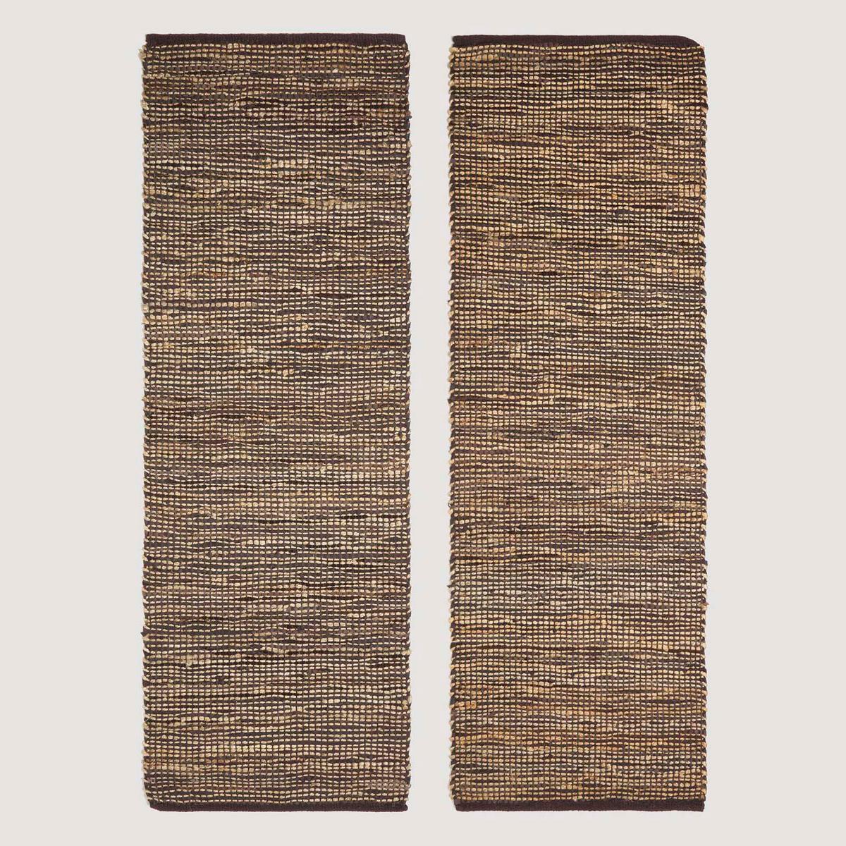 TEPPICHLÄUFER Madras, Leder & Hanf 66/200 cm - Braun, Leder (66/200cm) - Homescapes
