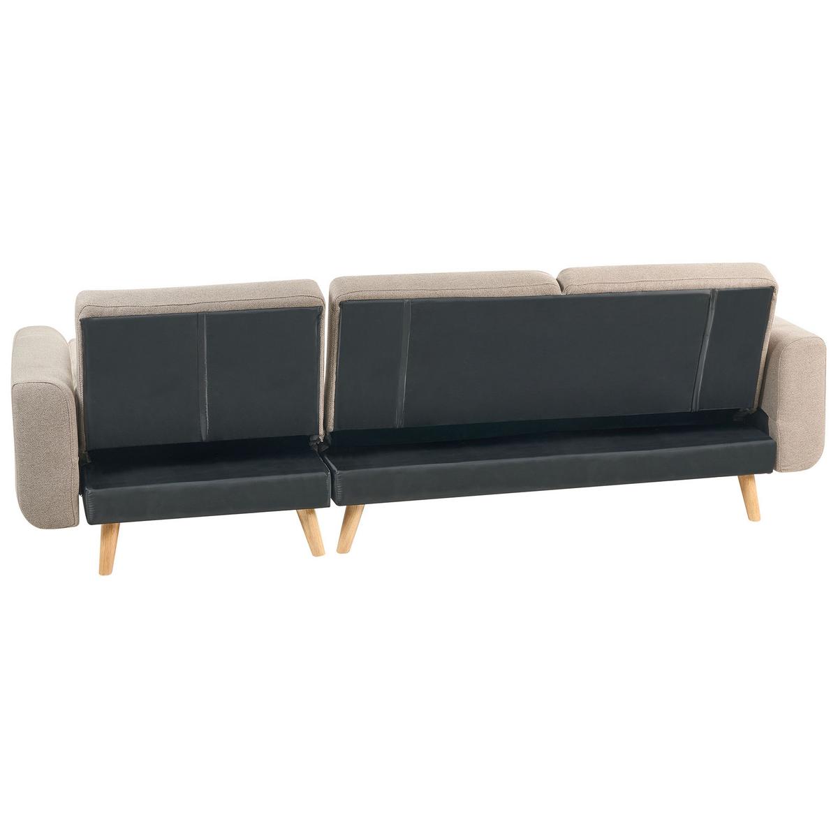 ECKSCHLAFSOFA 3-Sitzer Stoff Hellbraun rechtsseitig Kaarina - Hellbraun, Textil (260/152cm) - Beliani