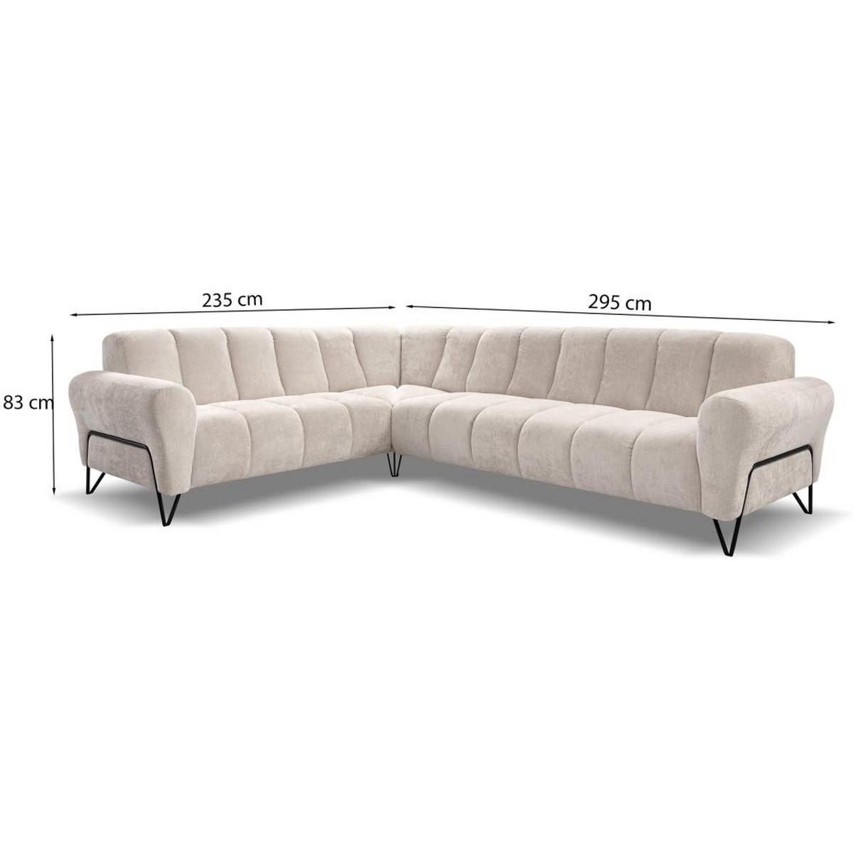 ECKSOFA Volare ohne Schlaffunktion grau rechts - Schwarz/Grau, Textil/Metall (295/235cm) - Beautysofa