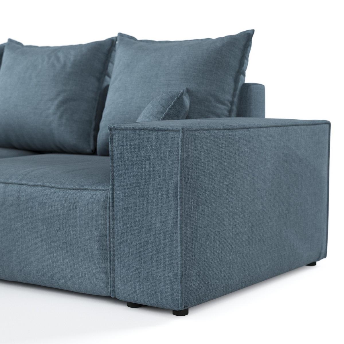 ECKSOFA SENSO mit Schlaffunktion Blau im Wind Stoff - Blau/Schwarz, Holz/Holzwerkstoff (255/148cm) - AltaBeds