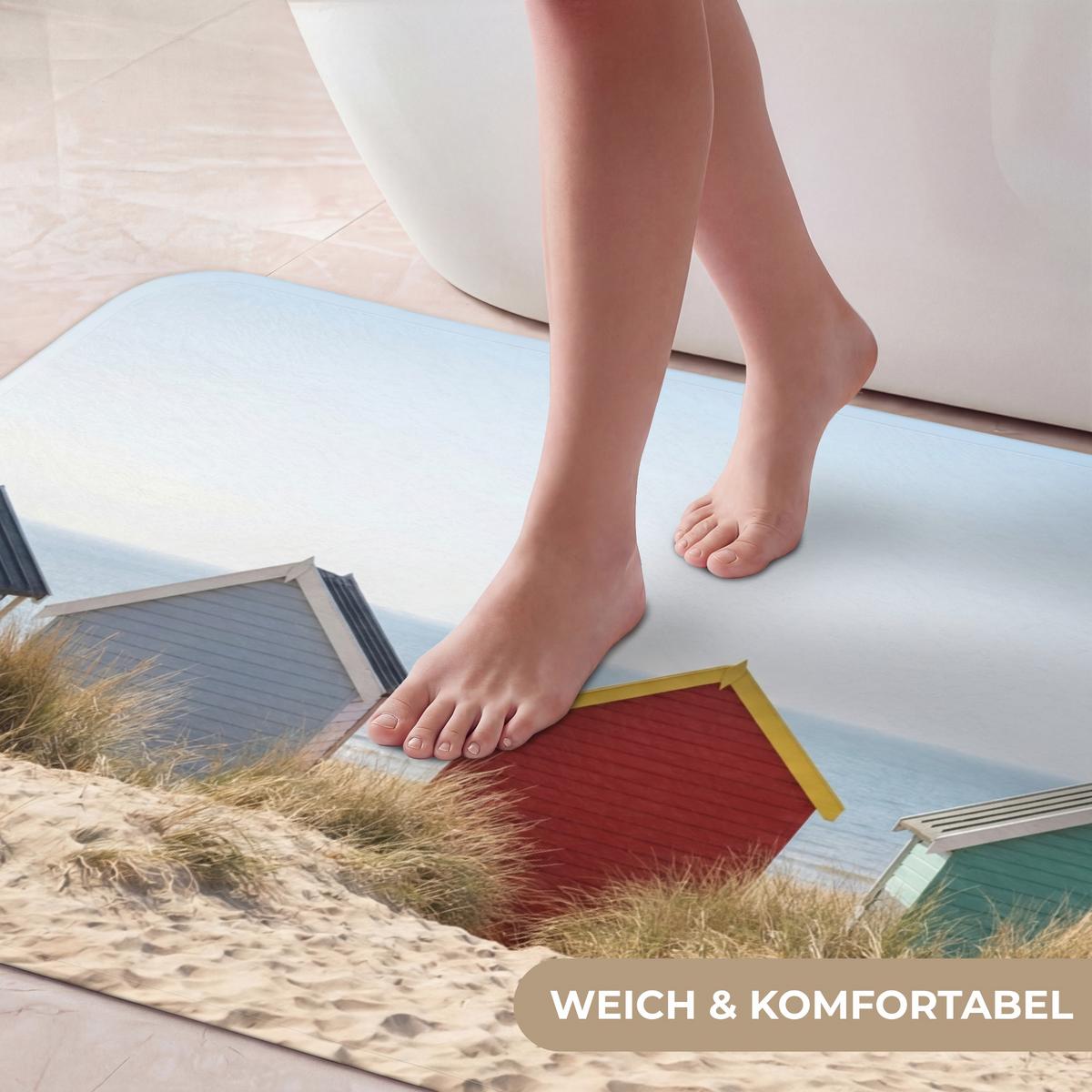 BADEMATTE Strand - Ferienhäuser - Farbenfroh - Dünen 120x60 cm - Multicolor, Textil (120/60cm) - OnlyWow