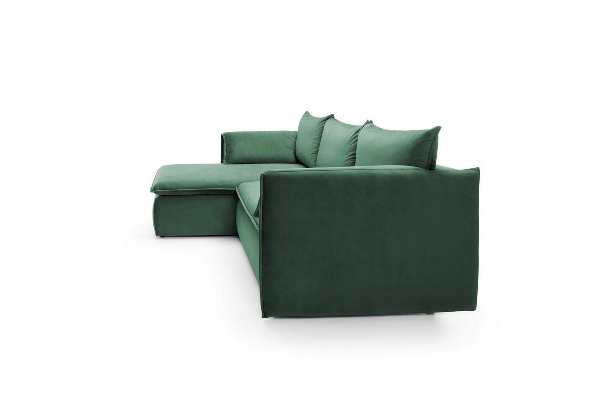 ECKSOFA PREGIO Grün Plüsch-Stoff mit Schlaffunktion - Grün, Holz (230/166cm) - MASSENO