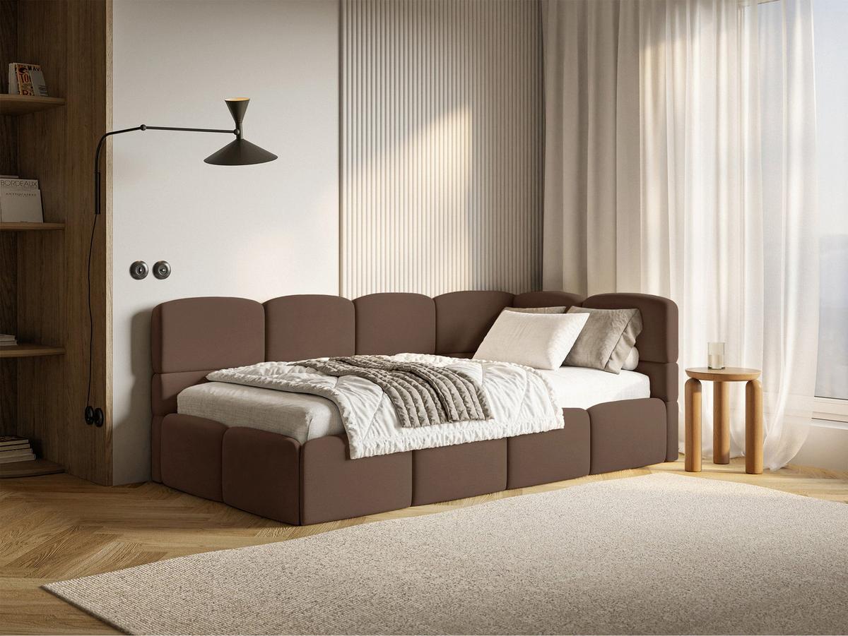 JUGENDBETT Cloudy Braun 120 cm, Easy-Clean-Velours - Schwarz/Braun, Kunststoff/Textil (120/200cm) - Selsey