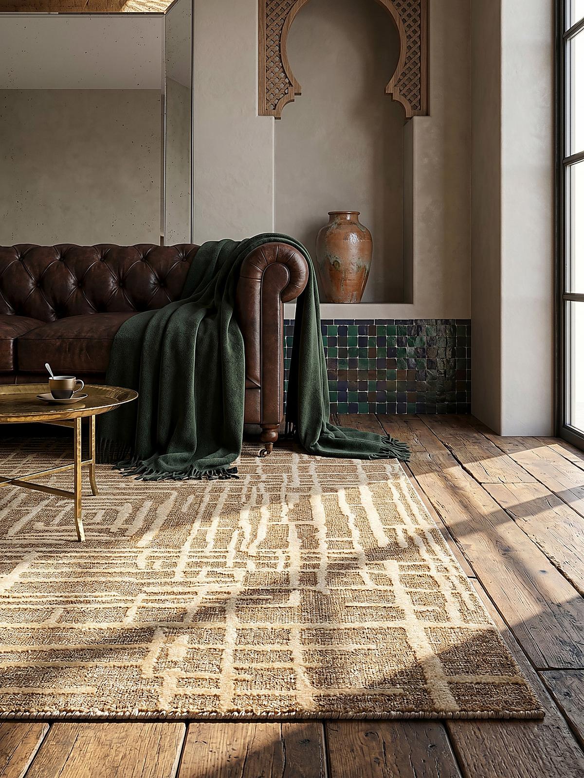 TEPPICH ARLEN, geometrisch, Senfgelb, 200 x 300 cm - Goldfarben, Textil (300/200cm) - KADIMA DESIGN