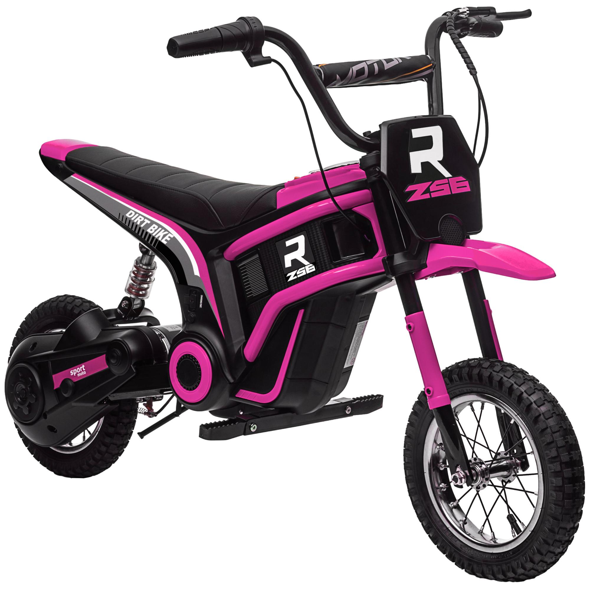 ELEKTRO Motorrad Kinder Elektromotorrad mit 24V 350W Motor, 8-16 KMH Rosa - Rosa, Kunststoff (119/64/76.5cm) - HOMCOM