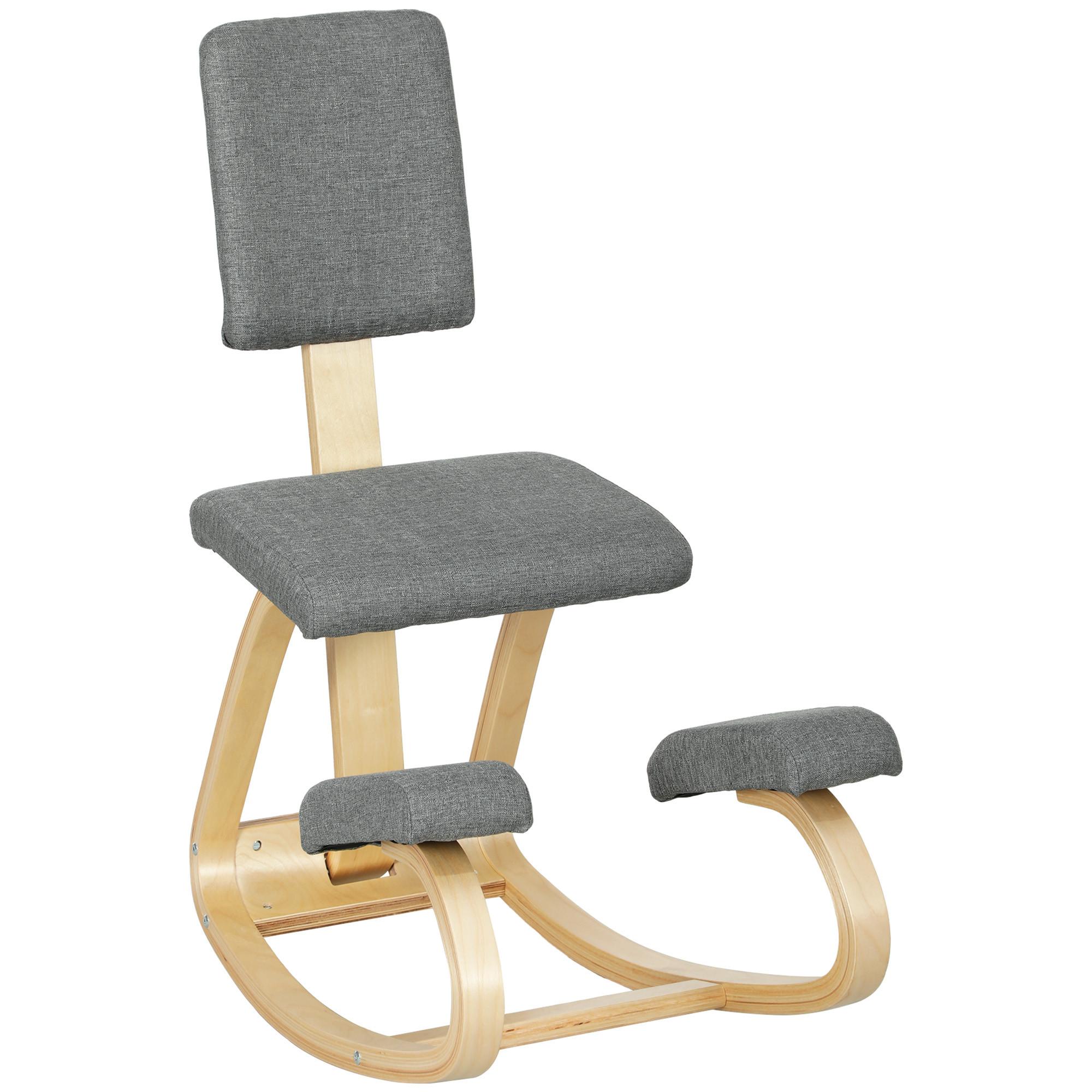 KNIESTUHL Ergonomisch Kniehocker Grau - Grau, Holz/Textil (51/93/84cm) - HOMCOM