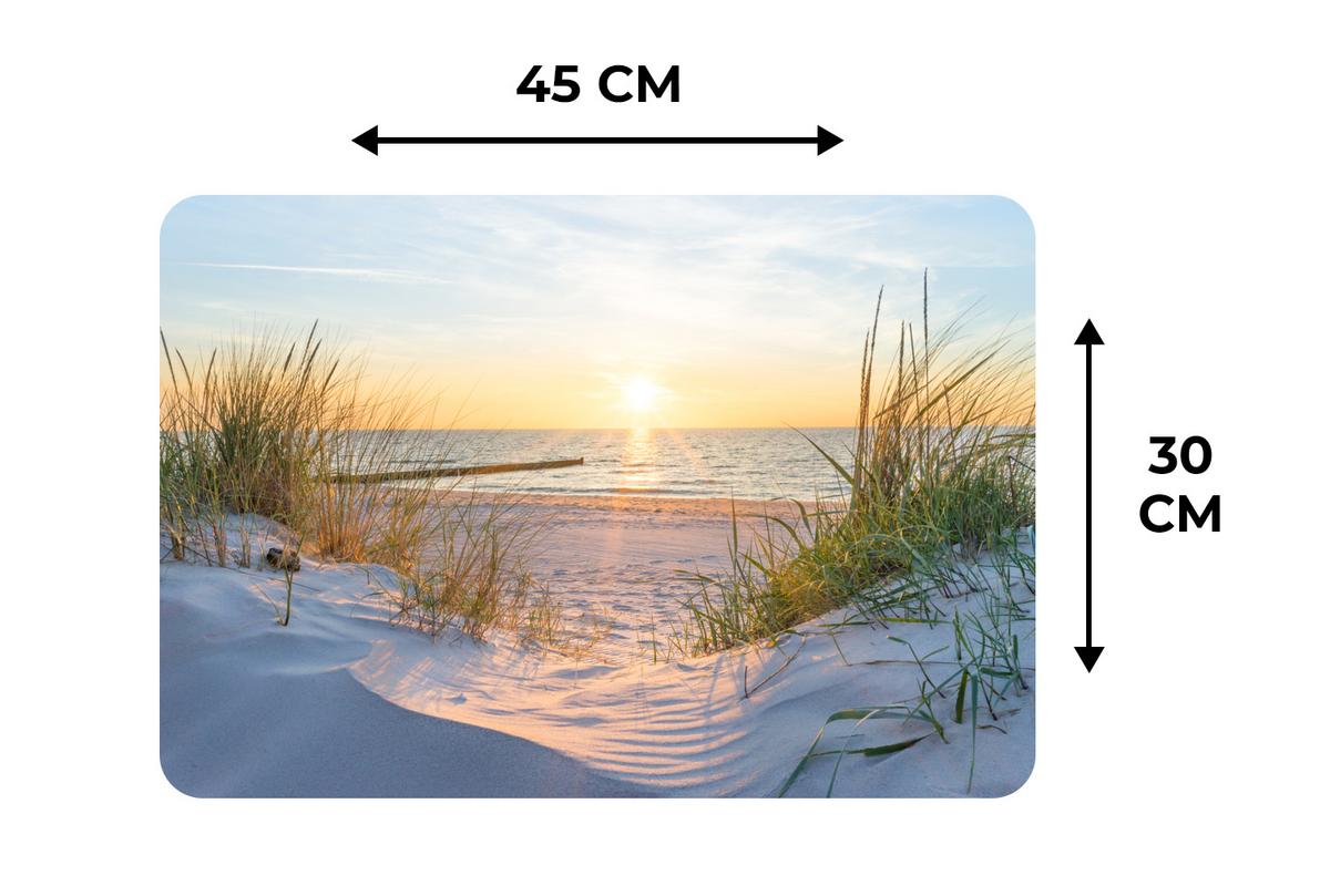 PLATZSETS 6er-Set Strand - Sonne - Düne - Gras - Sand - Horizont Abwaschbar 45x30 cm - Sandfarben, Kunststoff (0.3/45/30cm) - MuchoWow