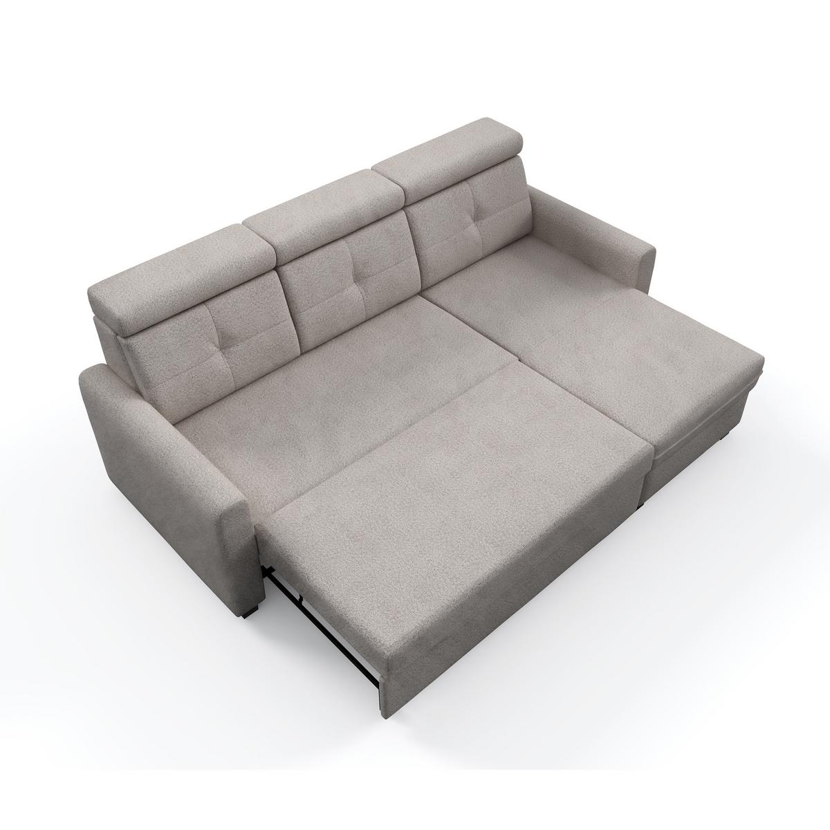 ECKSCHLAFSOFA Milano, Beige, rechts - Beige/Schwarz, Textil (217/166cm) - Beautysofa