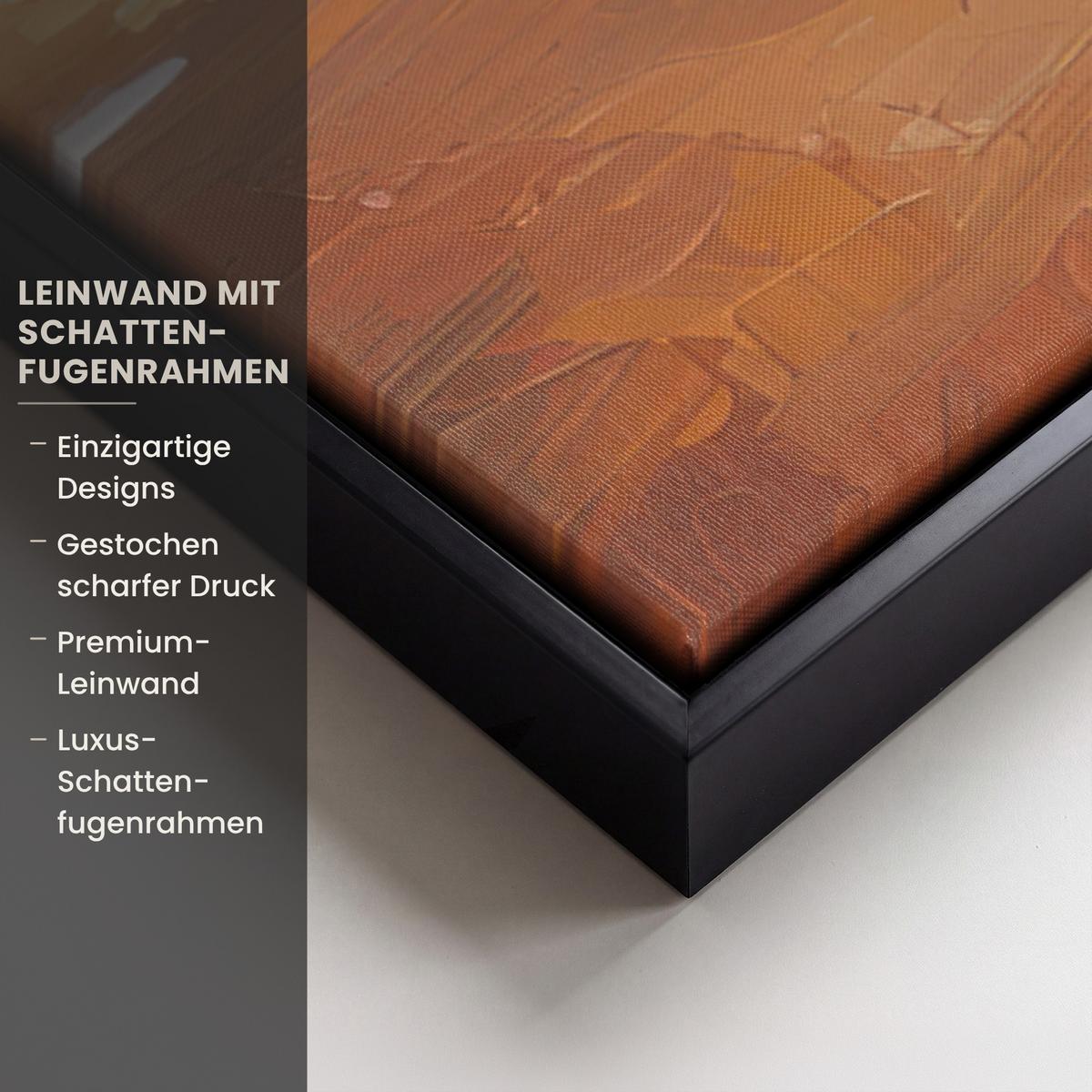 LEINWAND Bilder mit Rahmen - Abstrakt - Baum - Weiß - Blätter - 90x90 - Braun, Textil (90/90cm) - MuchoWow