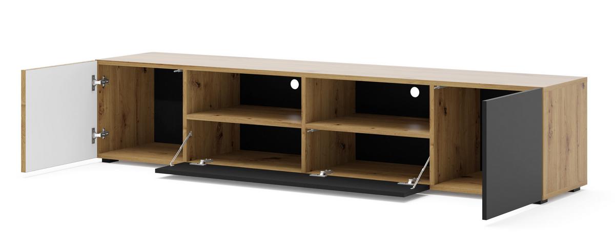 TV LOWBOARD Artisan Eiche, Schwarz 200/42/42 - Schwarz, Holzwerkstoff (200/42/42cm) - RAUMHIRSCH FURNITURE
