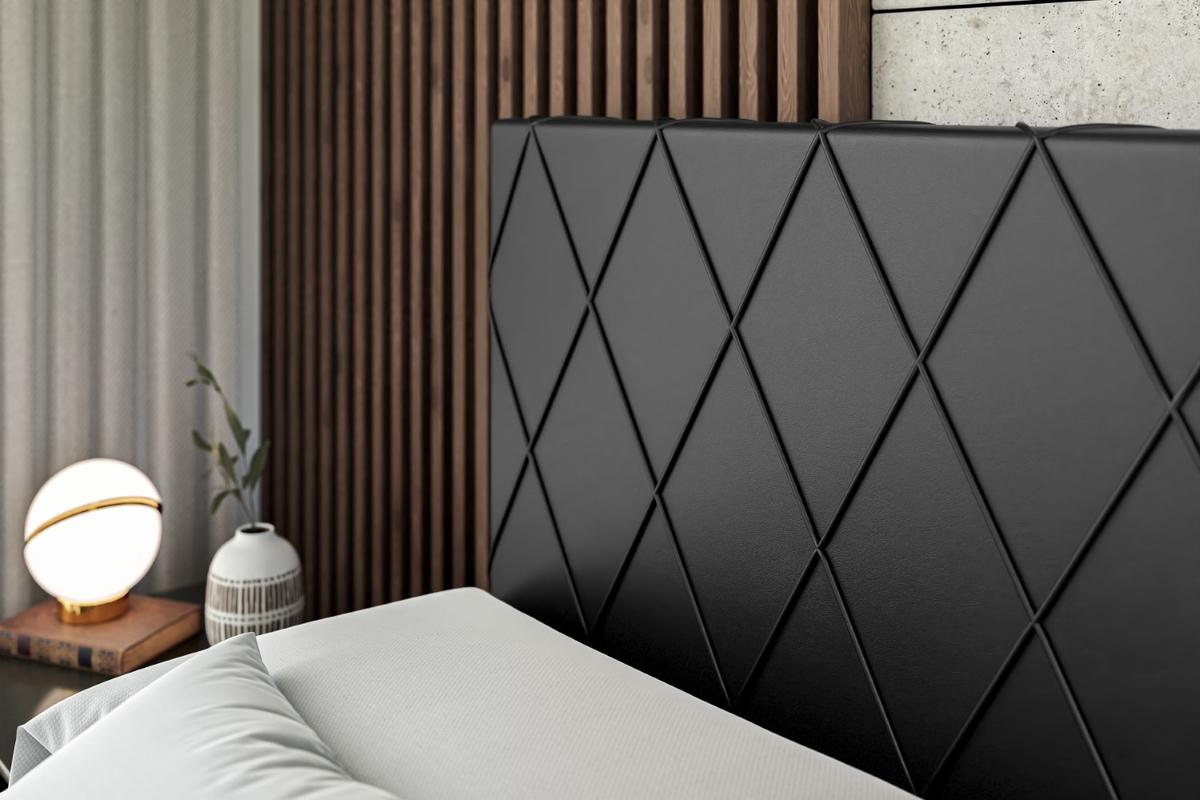 BOXSPRINGBETT LEPARO KING - 180 x 200 - H3/H4 - Schwarz Hochglanz - Schwarz Hochglanz, Holzwerkstoff (180/200cm) - ALTDECOR