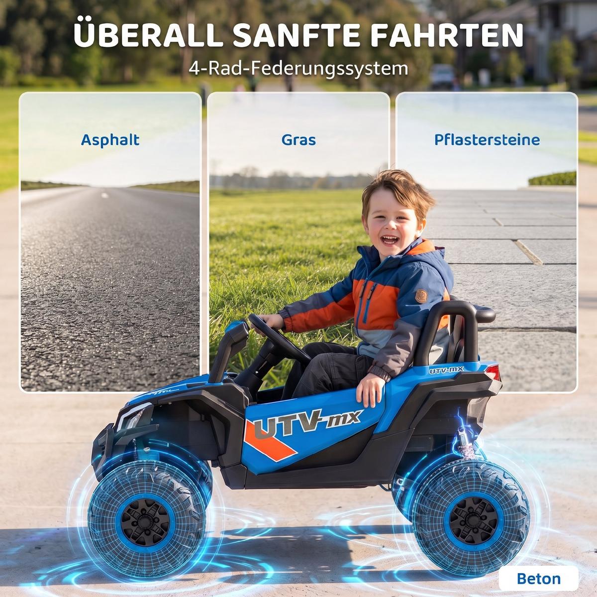 KINDER-ELEKTROAUTO Kunststoff Metall Blau - Blau, Kunststoff (96/61/56cm) - AIYAPLAY