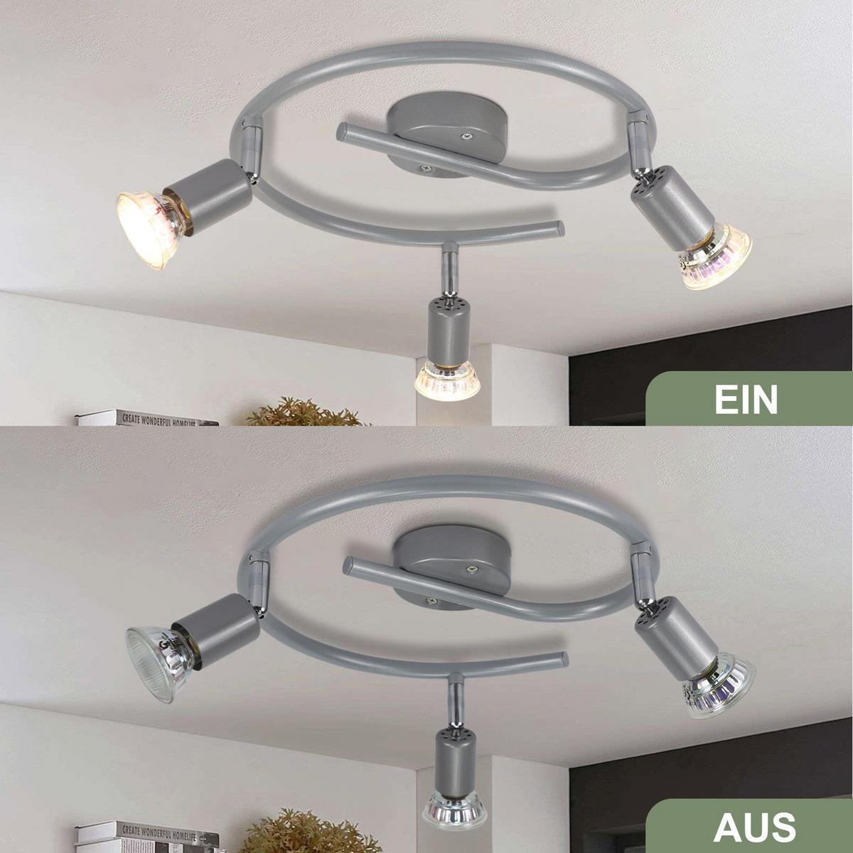 DECKENSTRAHLER Leroux 3-flammig 42/15/42cm - Silberfarben, Metall (42/15/42cm) - Nettlife