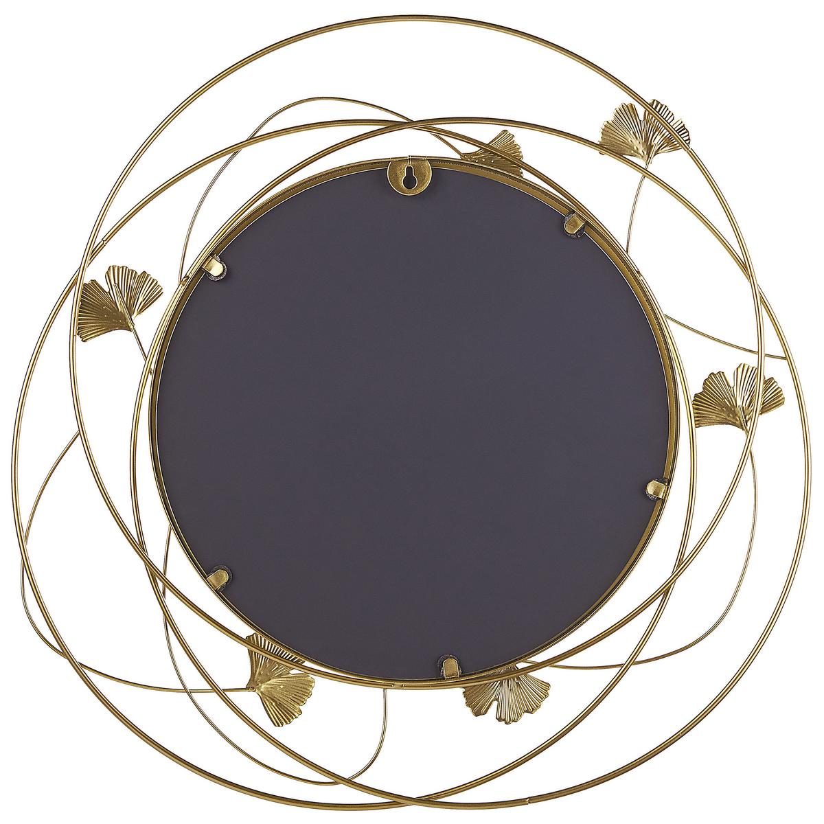 WANDSPIEGEL gold 47 cm Ginkgo-Verzierung Anglet - Goldfarben, Metall (47/45/4cm) - Beliani