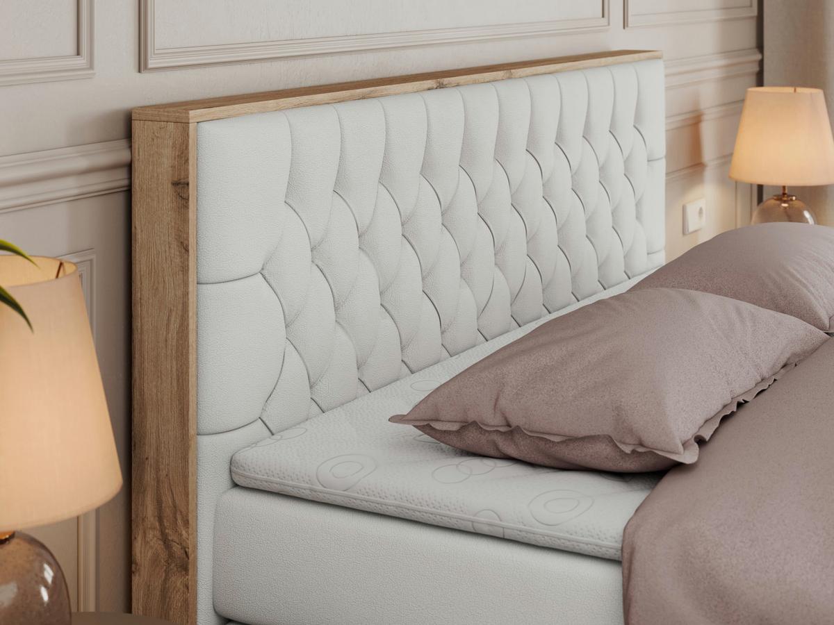 BOXSPRINGBETT AMORE KING 160/200 Weiß Kunstleder - H4 - Weiß, Holz/Textil (160/200cm) - MKS