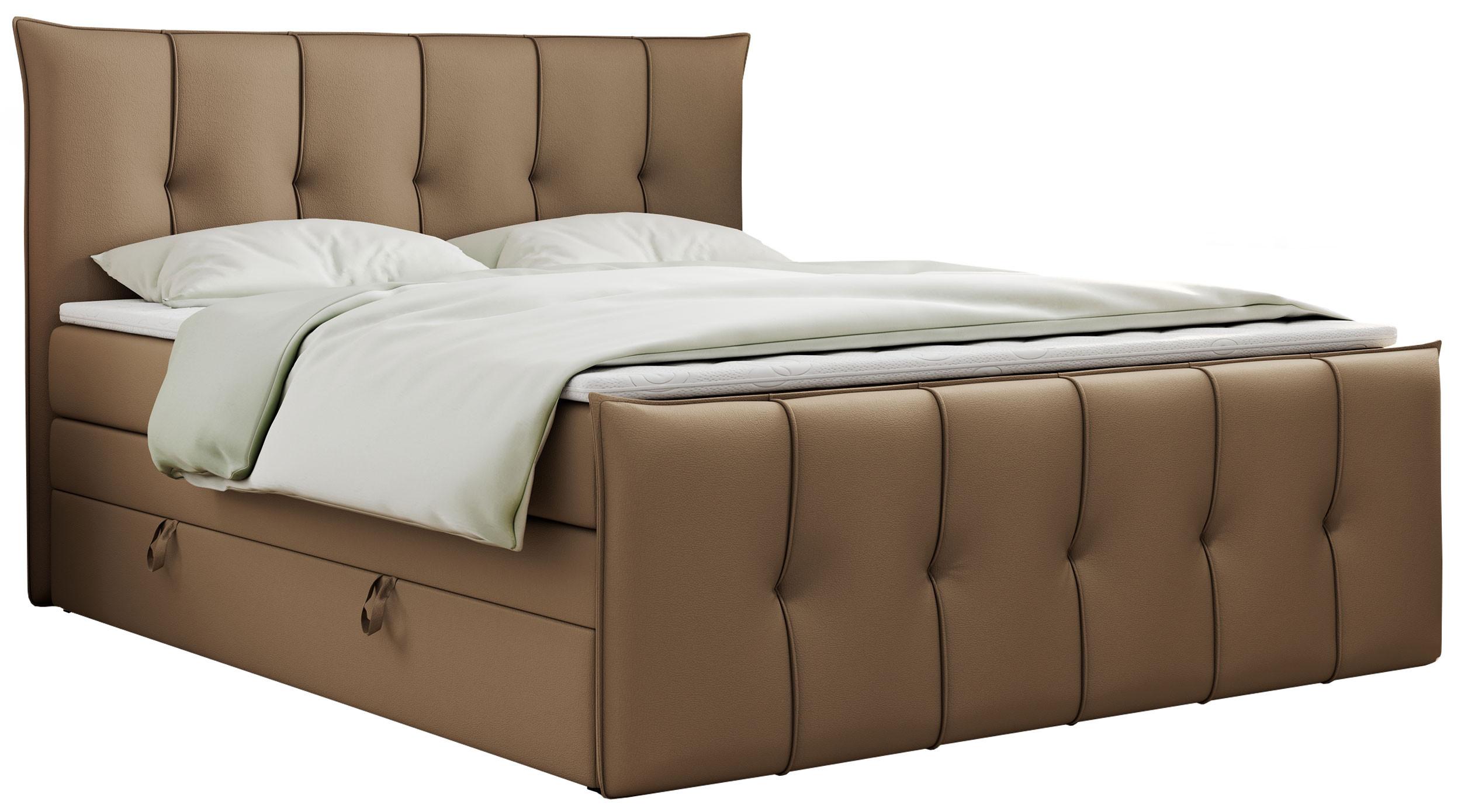 BOXSPRINGBETT PREMIUM 11 KING 160/200 Braun Kunstleder - H3 - Braun, Holz/Textil (160/200cm) - MKS