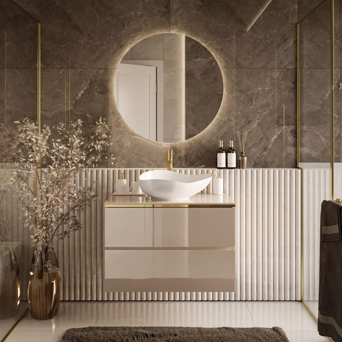 BADEZIMMERSCHRANK AURORA KASCHMIR GOLD - Kaschmir, Holzwerkstoff (80/55/45cm) - Lookway