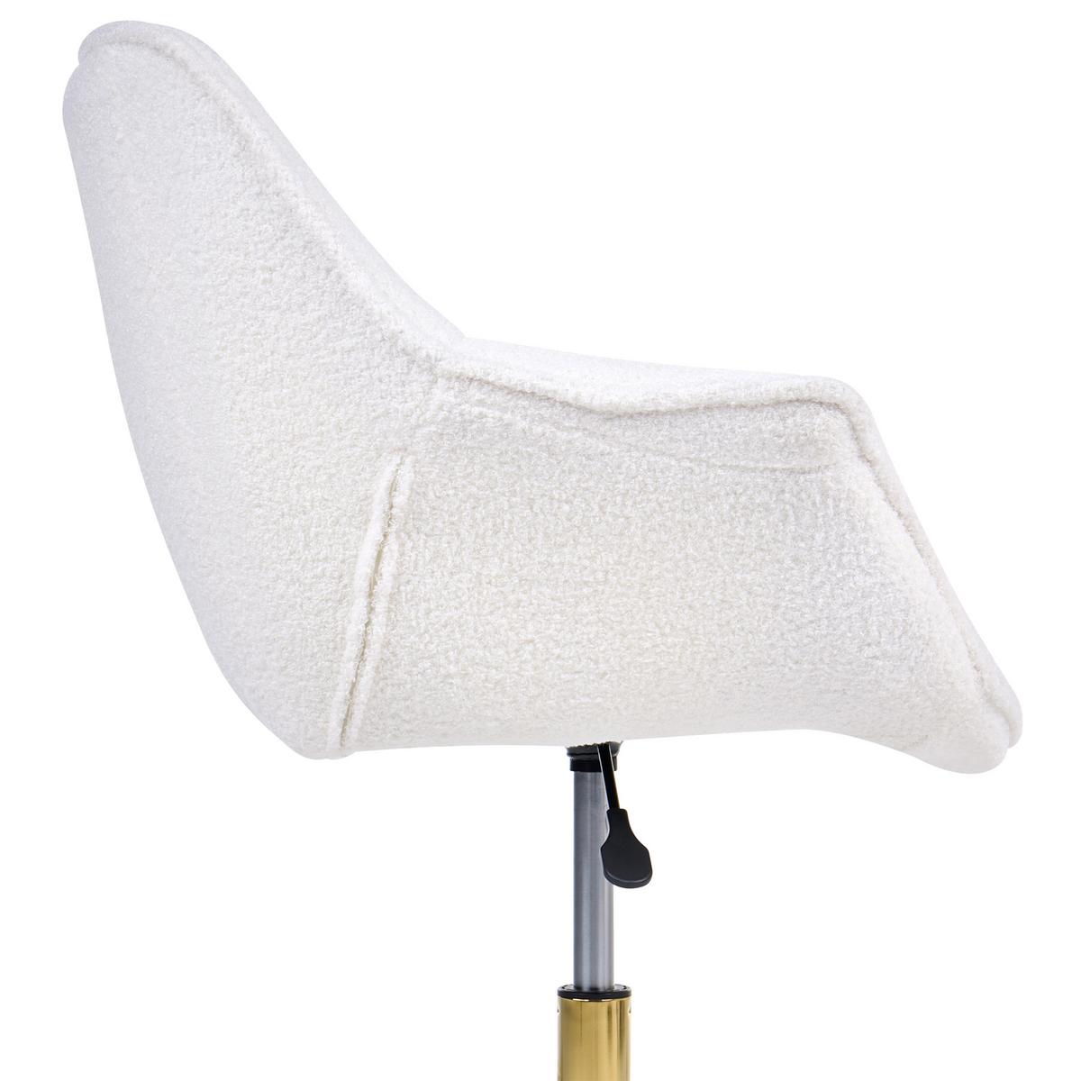 SCHREIBTISCHSTUHL Bouclé Weiß Ardelle - Weiß, Textil (68/82/60cm) - Beliani