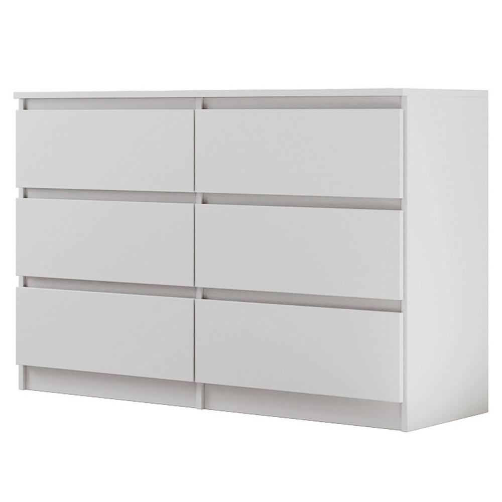 KOMMODE Lemon mit 6 Schubladen, 120 cm, Weiß matt - Weiß, Holzwerkstoff (120/78/39cm) - Beautysofa