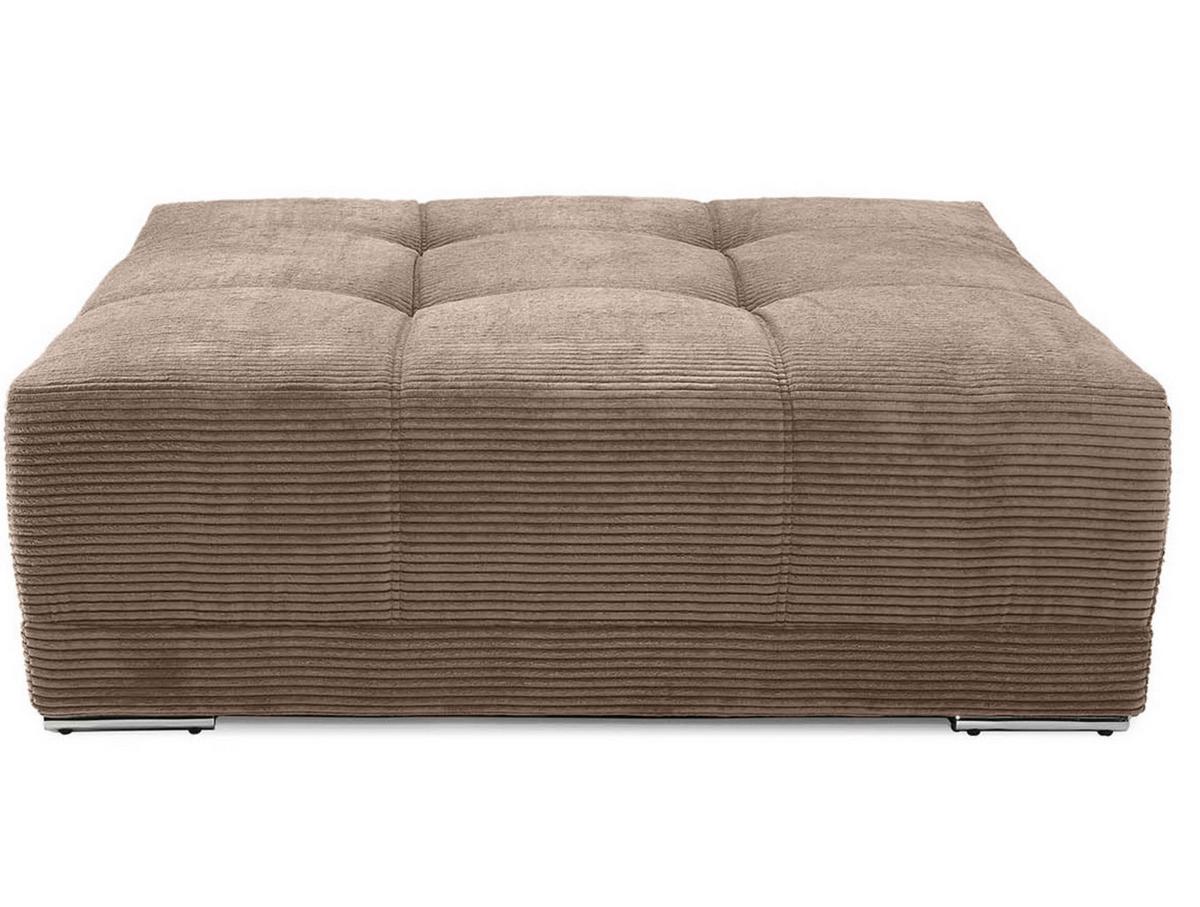 POLSTERHOCKER XXL Federkern B120/T120/H39 cm (passend zum BIG-SOFA) Cord Braun Taupe / 15178 - Taupe/Chromfarben, Textil/Metall (120/39/120cm) - luma-home