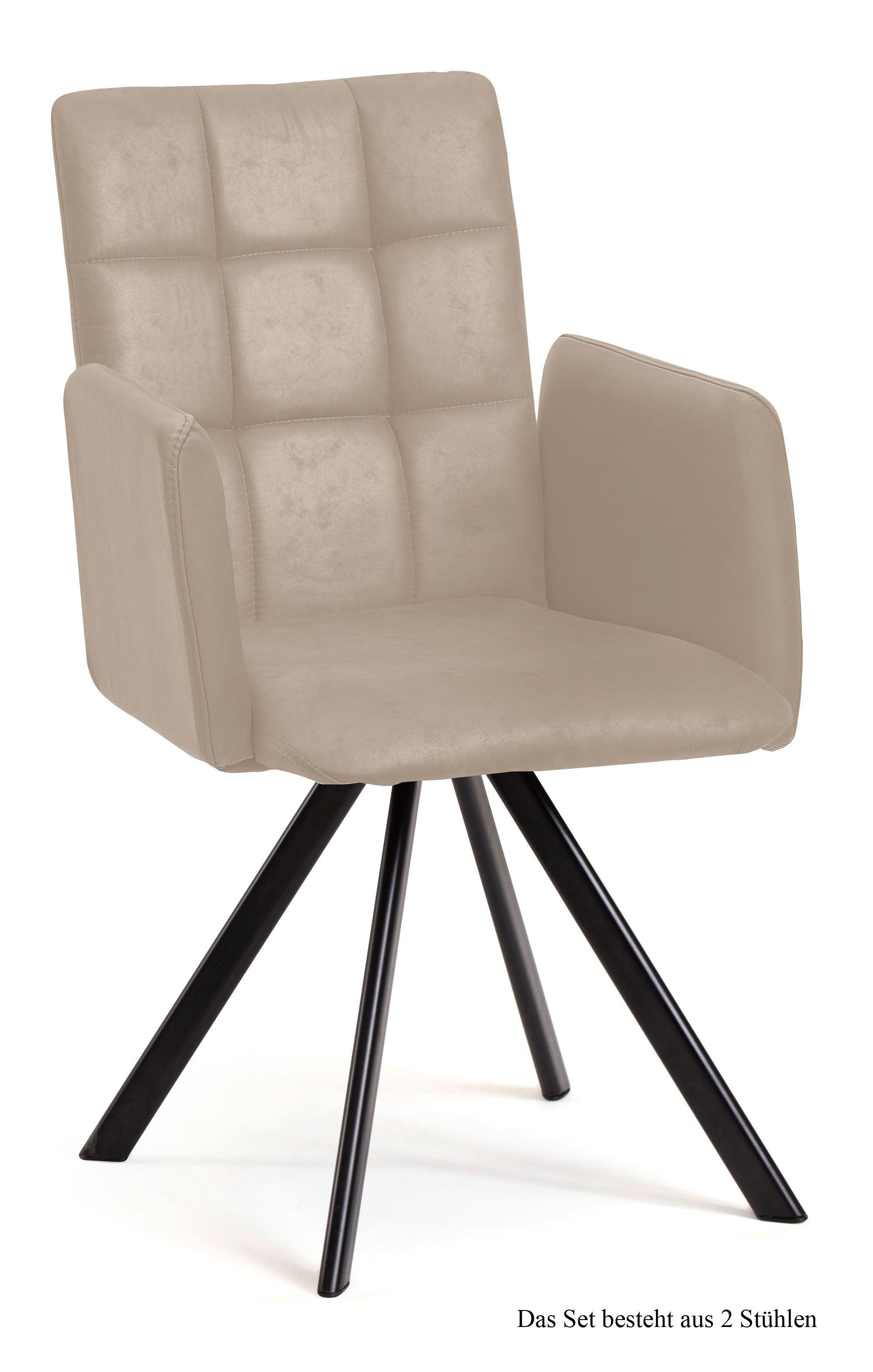 ARMLEHNSTUHL drehbar (2er-Set) Despo 52x91x60 Schwarz/Natur - Schwarz/Naturfarben, Kunststoff (60/91/52cm) - 58aufmkessel