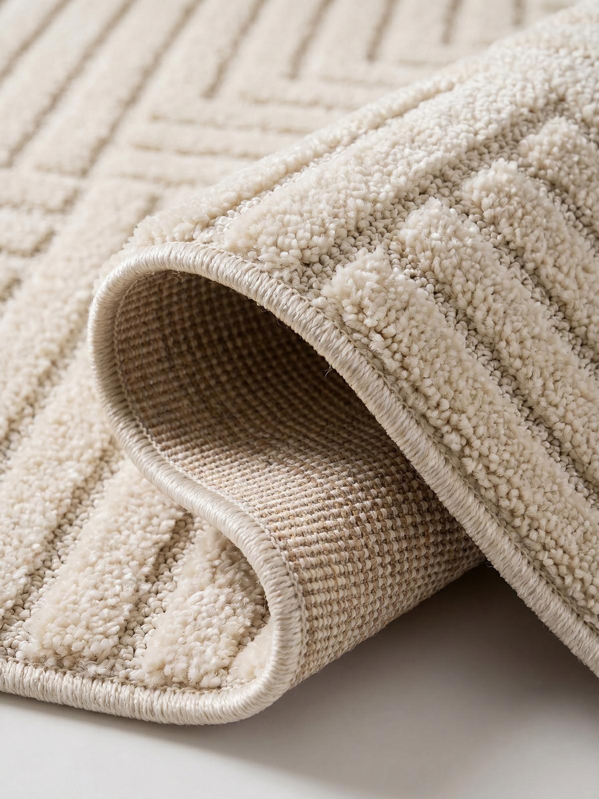 TEPPICH Hochflor RIGI in Creme, mit Cord-Streifen-Patchwork, 80 x 250 cm - Beige, Textil (250/80cm) - KADIMA DESIGN
