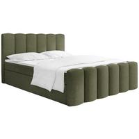 BOXBETT Serenity mit Bettkasten, Grün Chenille 120x200 cm – inkl. H4 Taschenfederkern Matratze & Foam Topper - Schwarz/Grün, Holz/Holzwerkstoff (120/200cm) - WFL GROUP