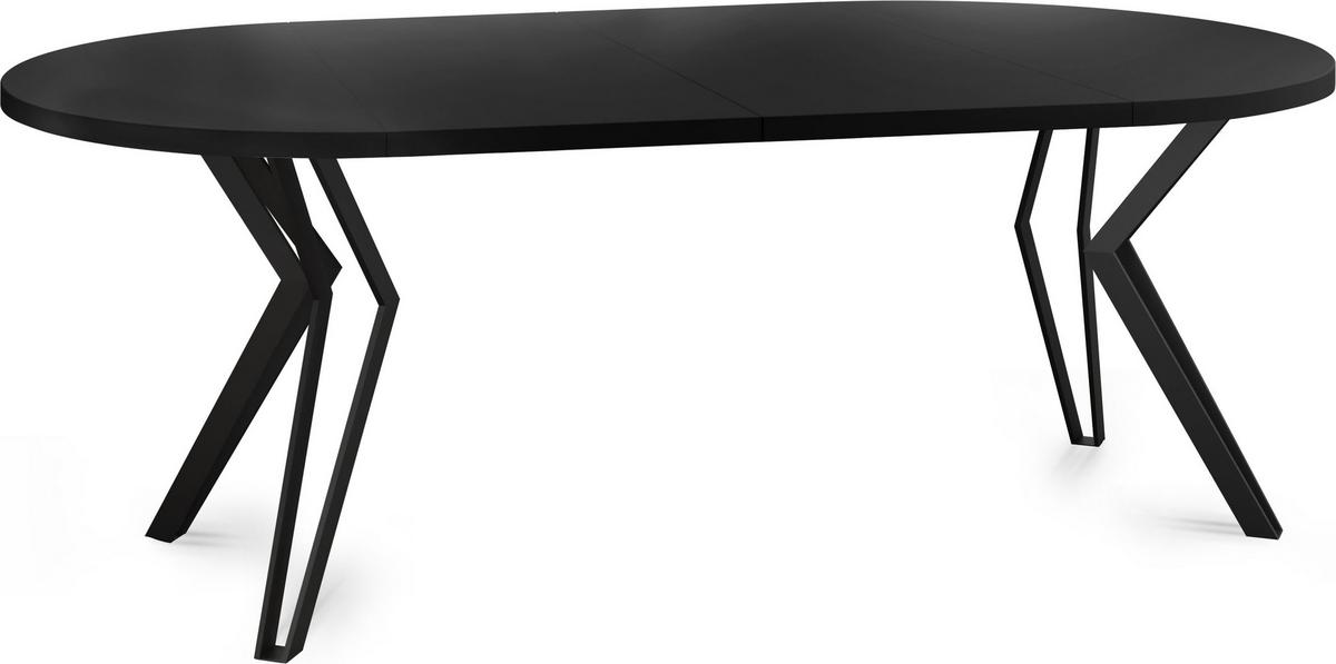 ESSTISCH Revena runder ausziehbarer, Schwarz 120-200/120/76 cm - Schwarz, Holzwerkstoff/Metall (120/200/76cm) - WFL GROUP