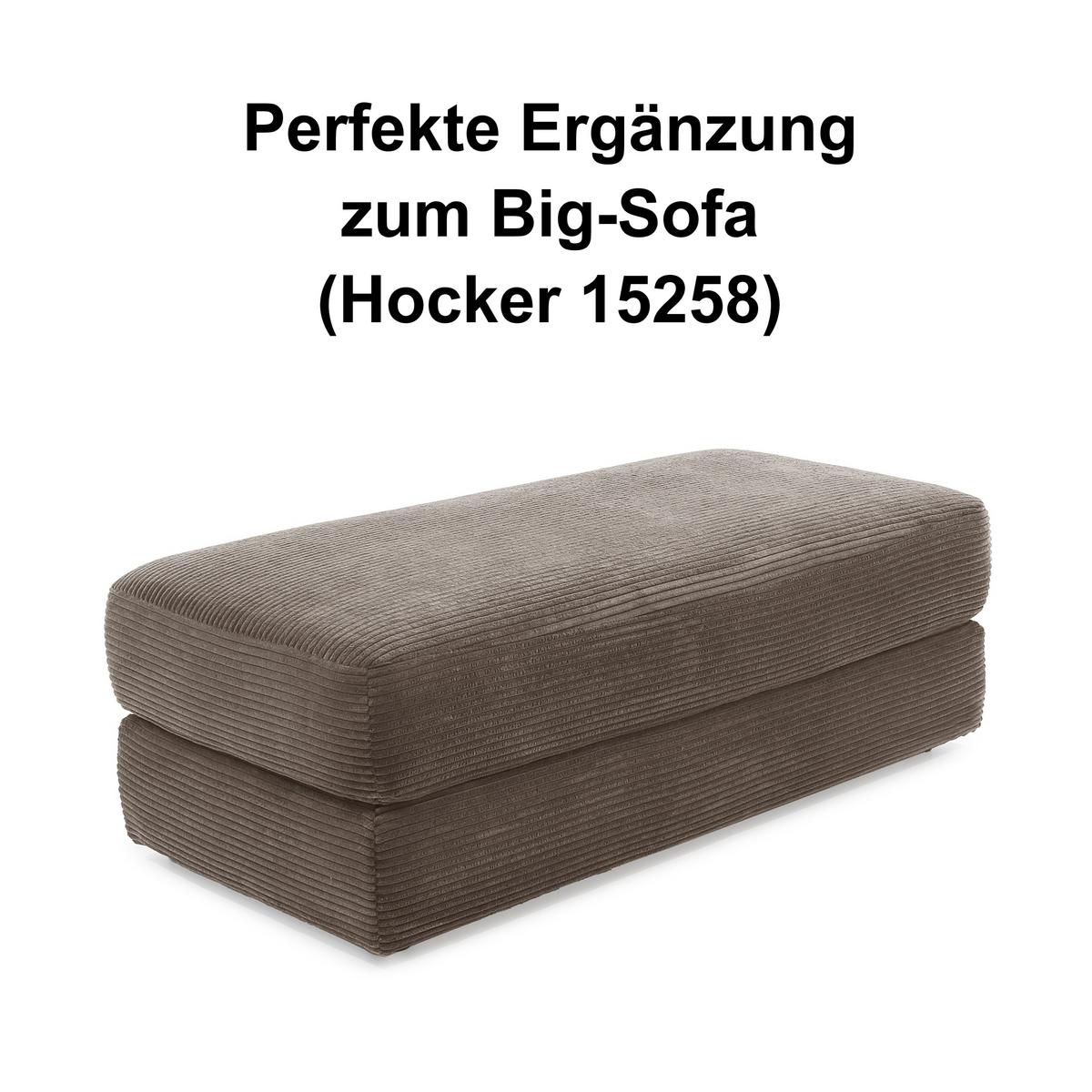 BIG-SOFA mit Federkern B290/T135/H90 cm extratief, Liegefläche 122x240 cm, Cord Braun Taupe / 15252 - Schwarz/Braun, Kunststoff/Textil (290/90/135cm) - luma-home