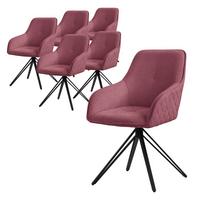 ESSZIMMERSTUHL 6er Set drehbar Altrosa Webstoff - Pink/Schwarz, Textil/Metall (61/84.5/57cm) - ML-DESIGN