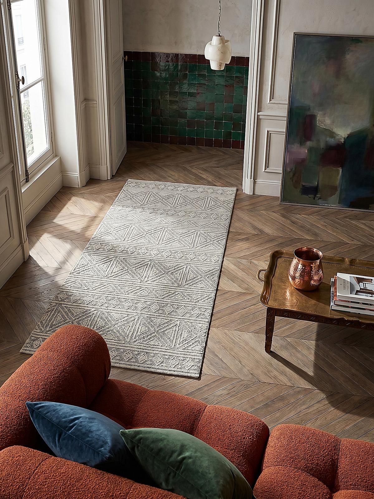 TEPPICH Waschbar LEAM, geometrisch, Grau, 155 x 230 cm - Grau, Textil (230/155cm) - KADIMA DESIGN