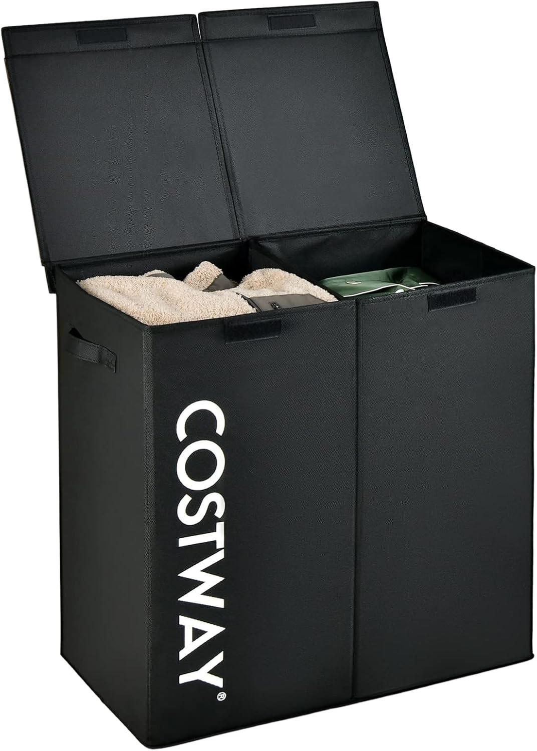 WASCHEKORB Schwarz - Schwarz, Holz (31/62/60cm) - COSTWAY
