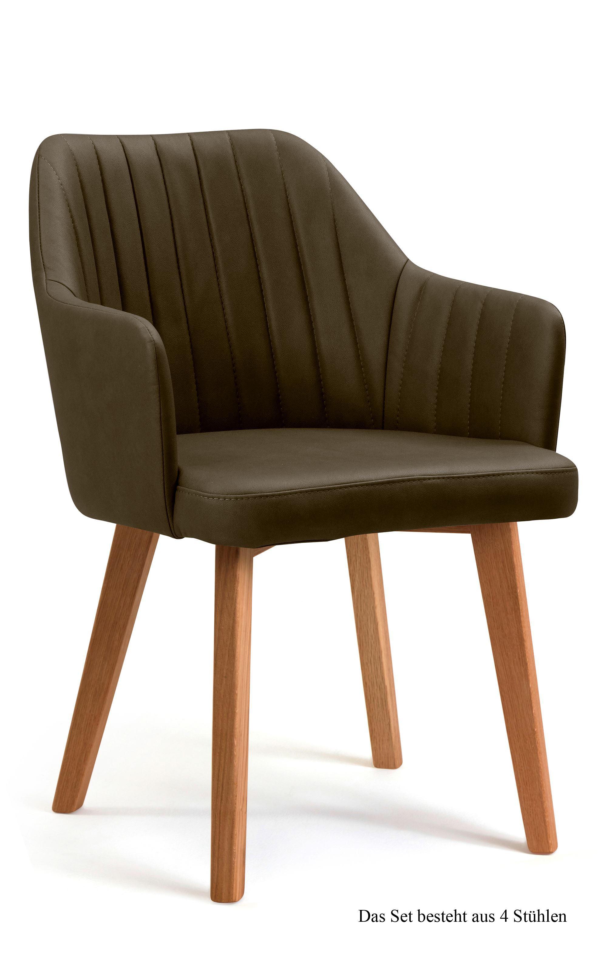 ARMLEHNSTUHL (4er-Set) Dasi 58x81x60 Eiche geölt/Khaki - Dunkelgrün/Eichefarben, Kunststoff (60/81/58cm) - 58aufmkessel