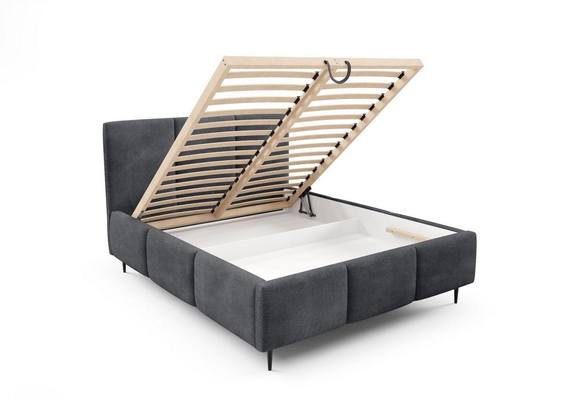 POLSTERBETT Miami - Anthrazit, Holzwerkstoff/Textil (140/200cm) - Fun Möbel